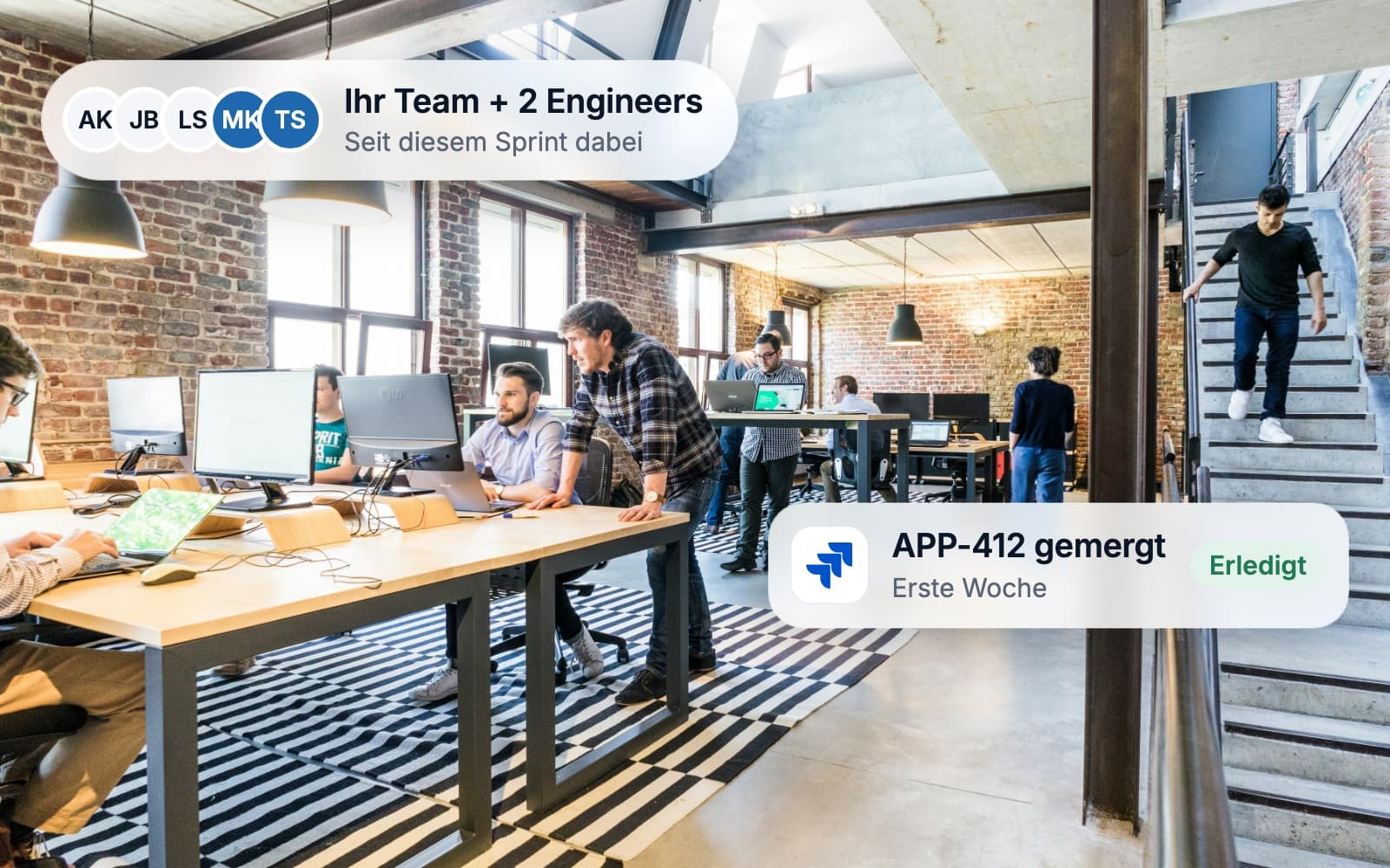An open office where two embedded engineers joined the client's team