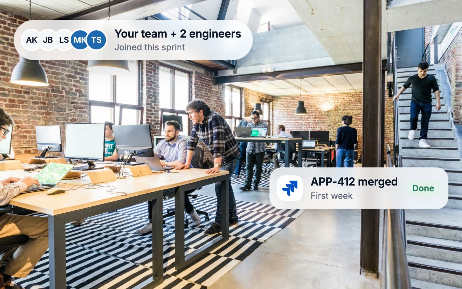 An open office where two embedded engineers joined the client's team